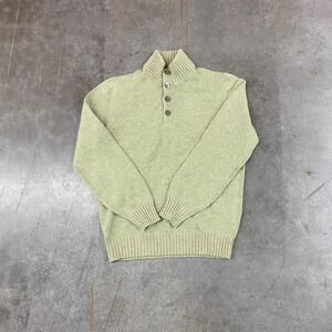Brunello Cucinelli Men's Cashmere 1/4 Button knit Sweater Green M